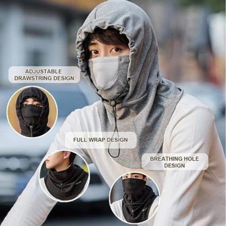 Windproof Full Face Mask (Gray) 1 pcs